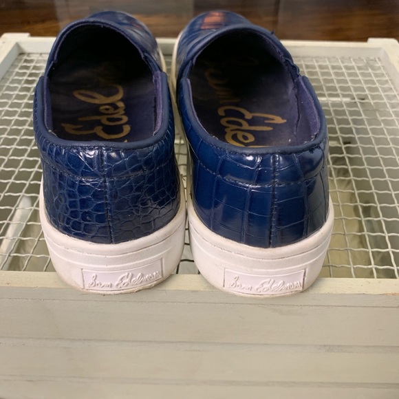{Sam Edelman} Navy Leather Outsole | Snake/Croc Pattern | Lifted Sole 7.5 Womens - Picture 3 of 8